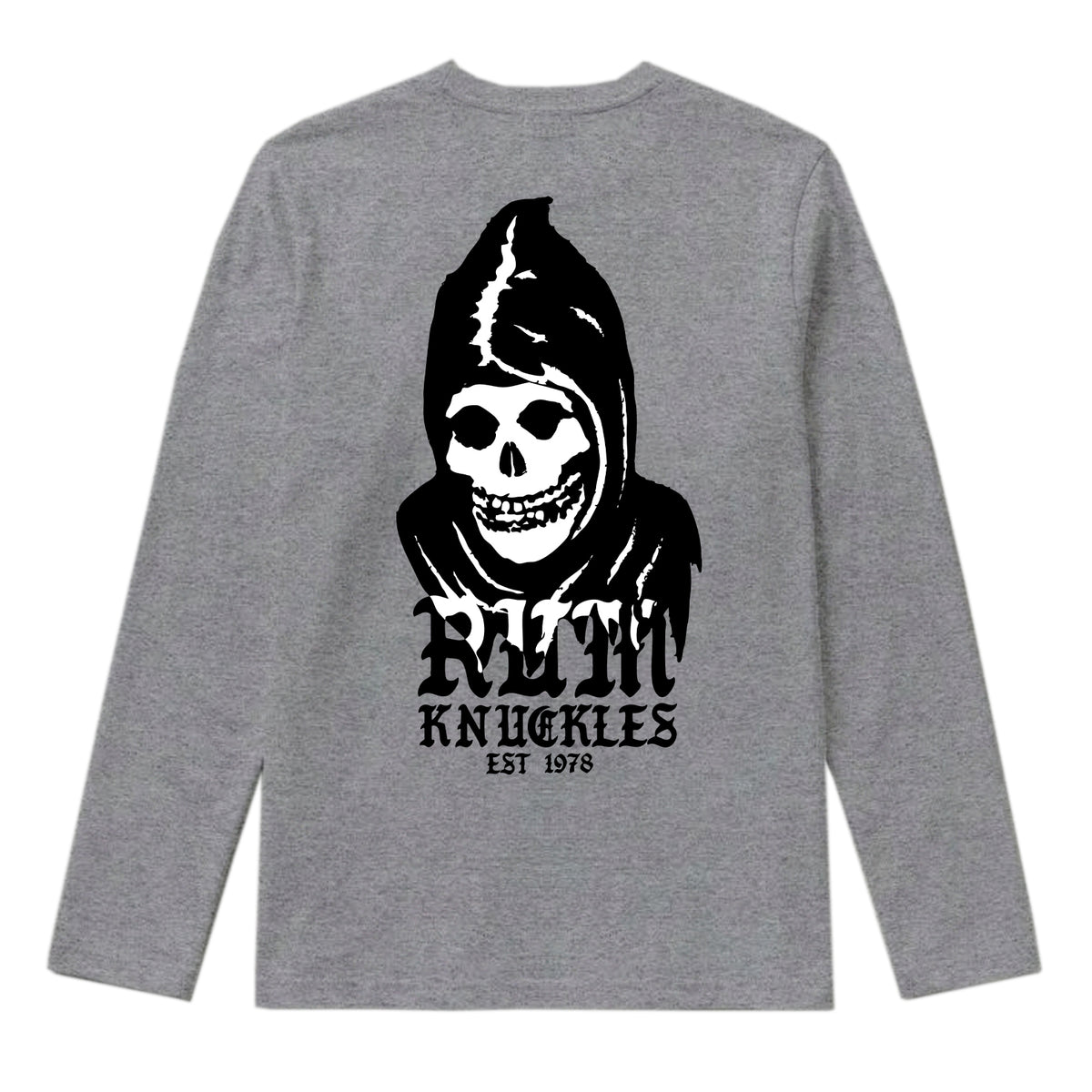 RUM KNUCKLES MIS RK FIT SKULL Long Sleeve Tee - Heather Grey - back