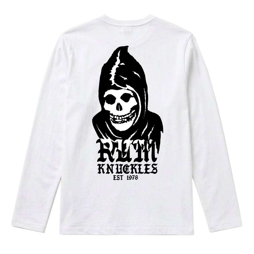 RUM KNUCKLES MIS RK FIT SKULL Long Sleeve Tee - White - back