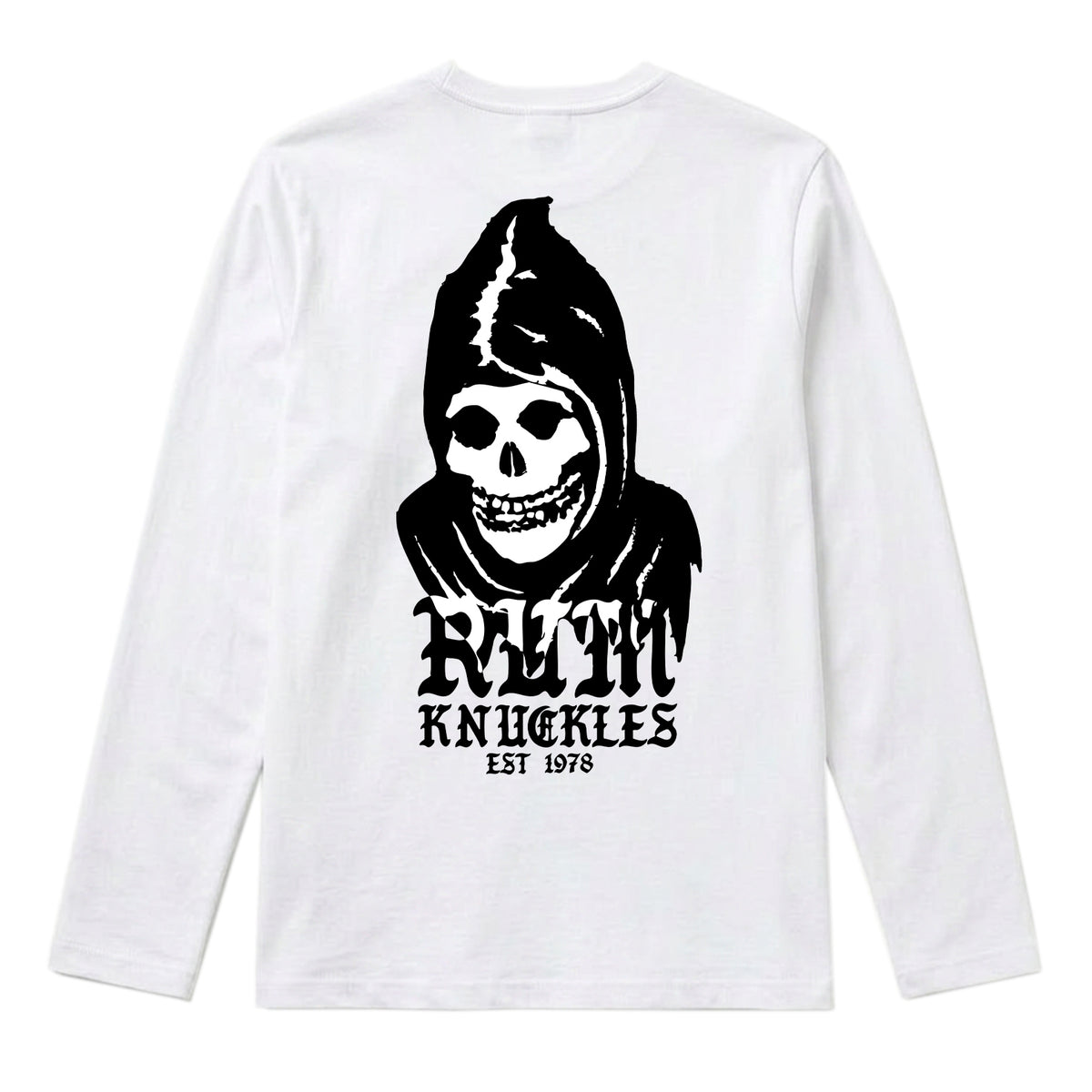 RUM KNUCKLES MIS RK FIT SKULL Long Sleeve Tee - White - back