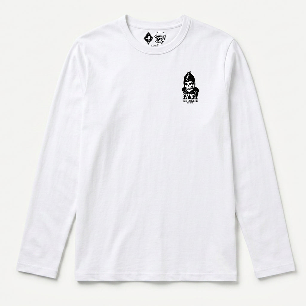RUM KNUCKLES MIS RK FIT SKULL Long Sleeve Tee - White - front