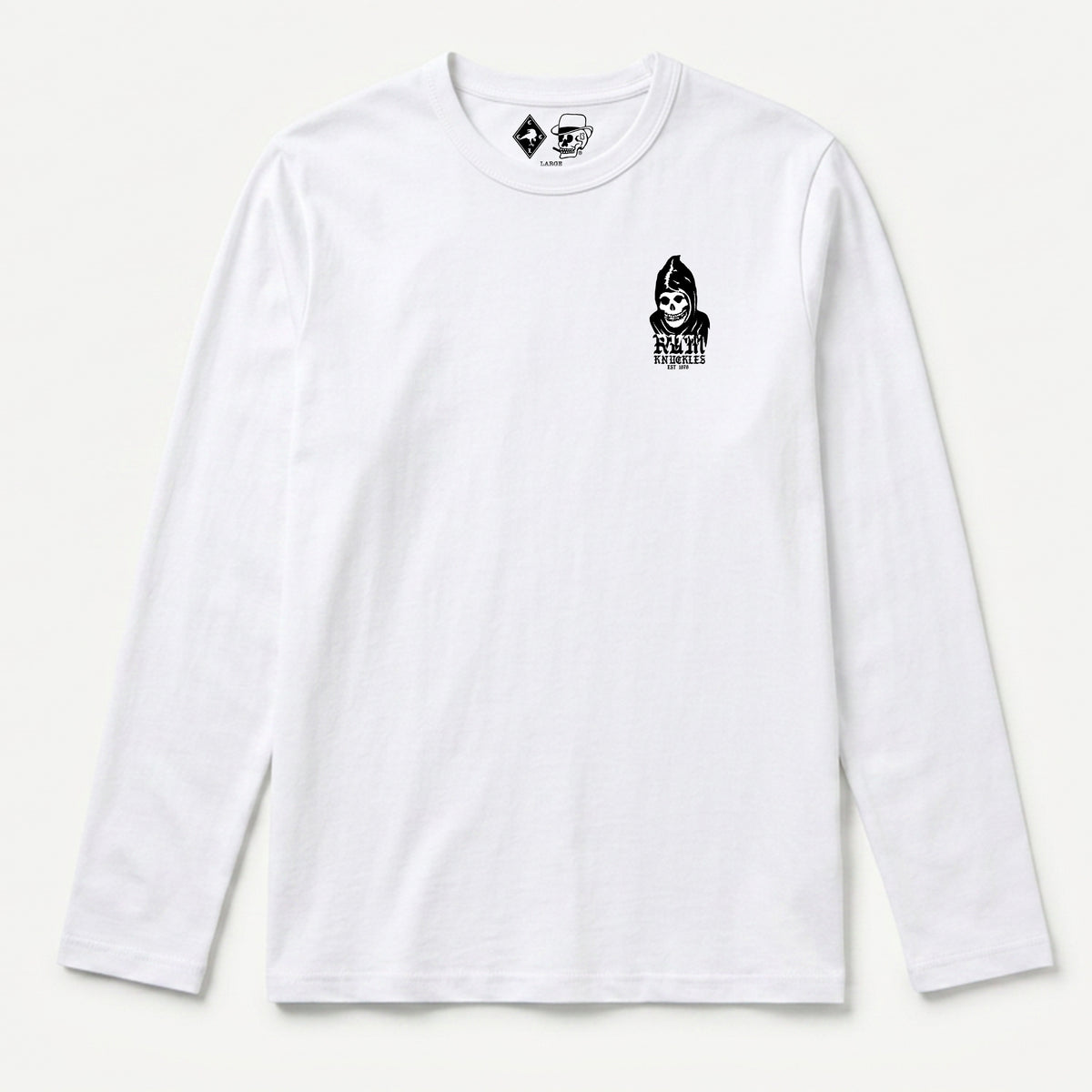 RUM KNUCKLES MIS RK FIT SKULL Long Sleeve Tee - White - front