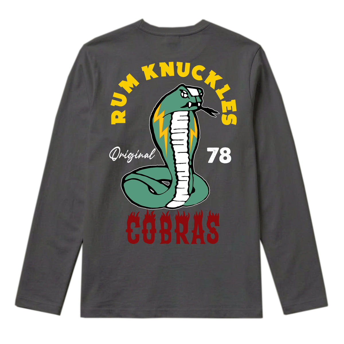 RUM KNUCKLES RK COBRAS Long Sleeve Tee - Charcoal - back