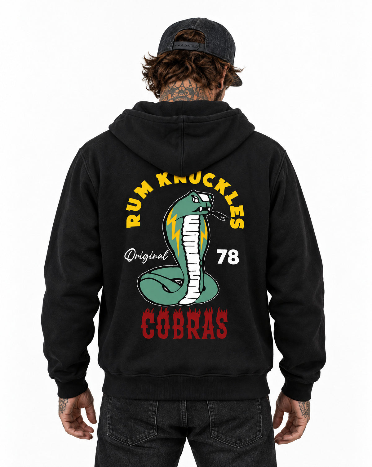 RUM KNUCKLES RK COBRAS Zip Hoodie - Black - model back