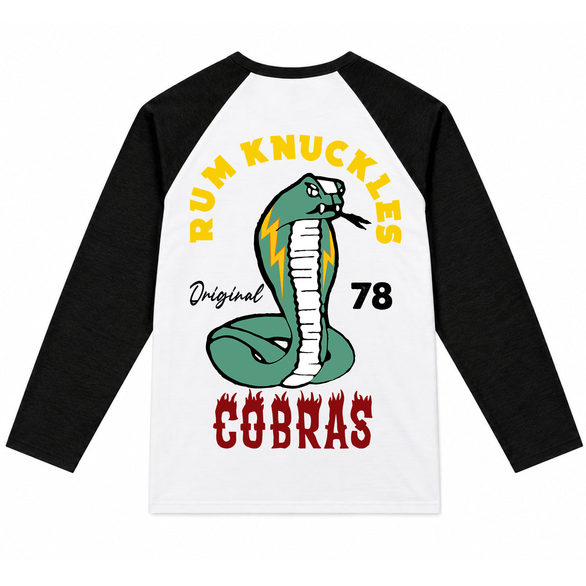 RUM KNUCKLES RK COBRAS Baseball Tee - White/Black - back