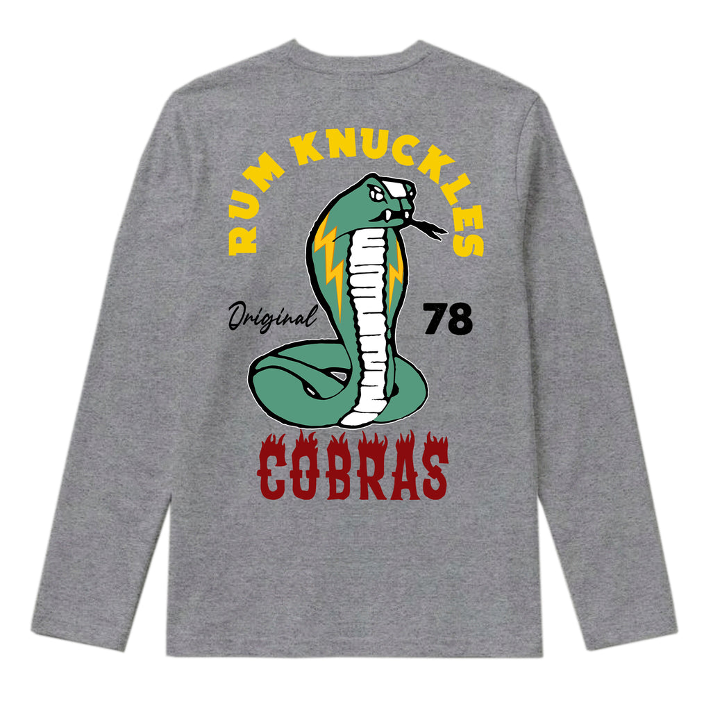RUM KNUCKLES RK COBRAS Long Sleeve Tee - Heather Grey - back