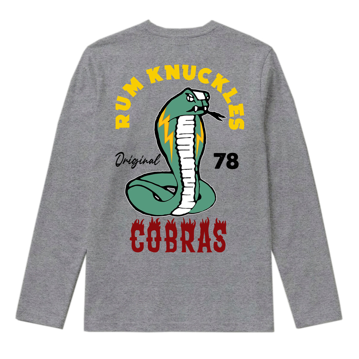 RUM KNUCKLES RK COBRAS Long Sleeve Tee - Heather Grey - back
