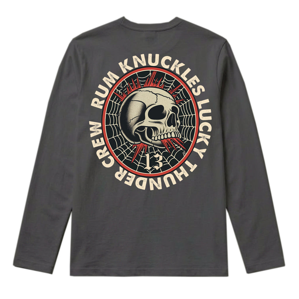 RUM KNUCKLES RK LUCKY THUNDER Long Sleeve Tee - Charcoal - back