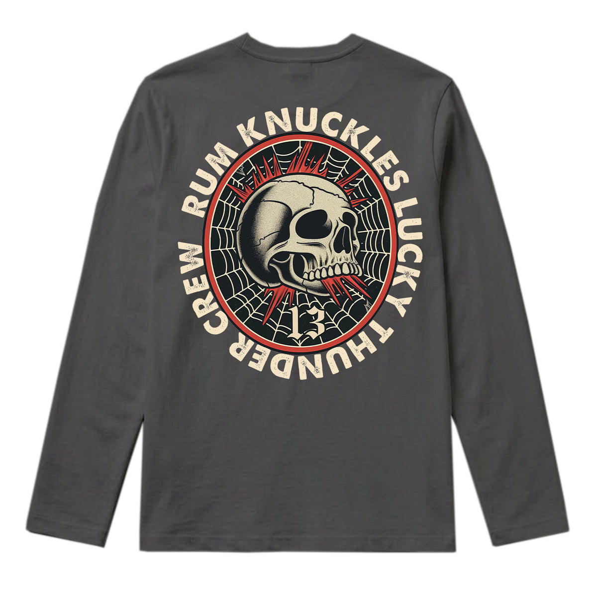RUM KNUCKLES RK LUCKY THUNDER Long Sleeve Tee - Charcoal - back