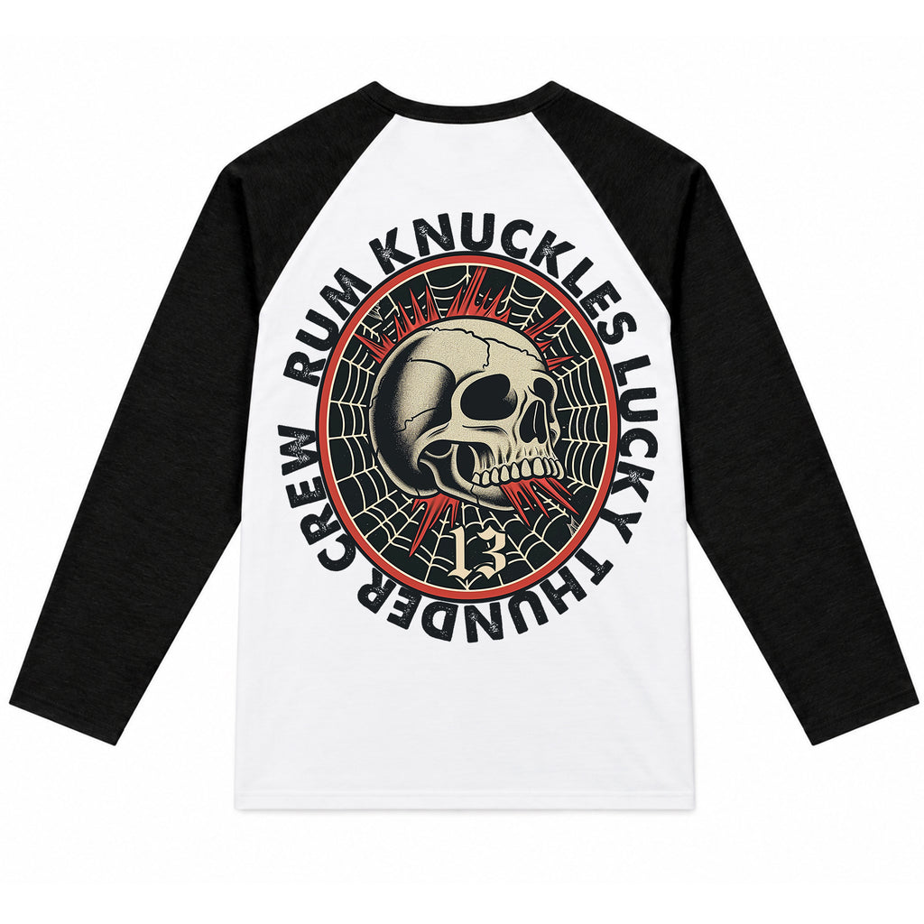 RUM KNUCKLES RK LUCKY THUNDER Baseball Tee - White/Black - back