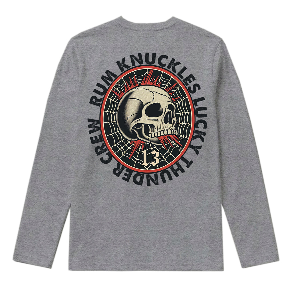 RUM KNUCKLES RK LUCKY THUNDER Long Sleeve Tee - Heather Grey - back