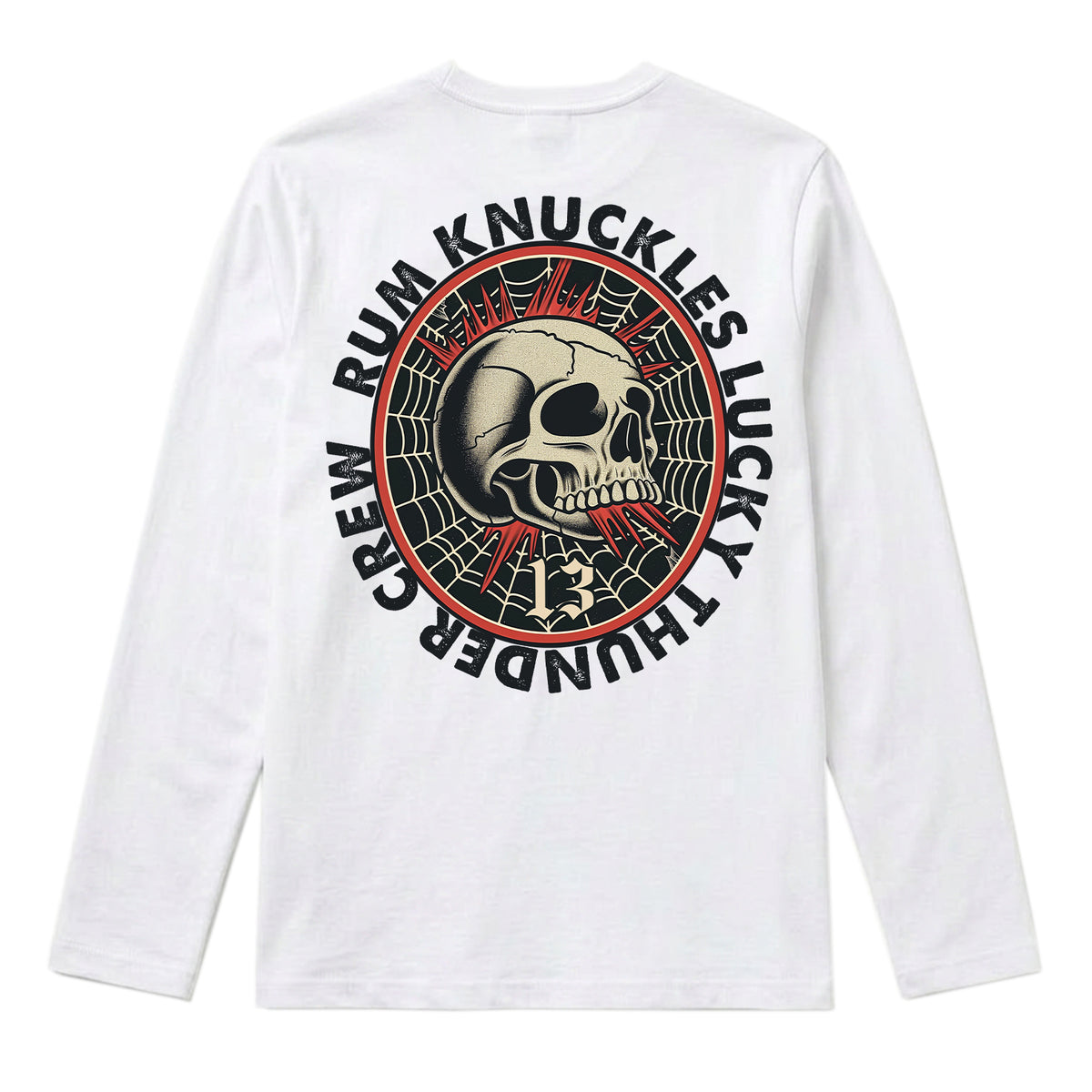 RUM KNUCKLES RK LUCKY THUNDER Long Sleeve Tee - White - back