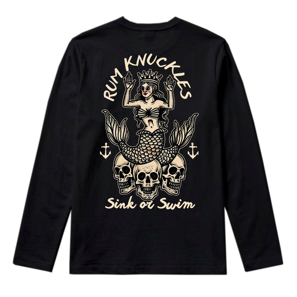 RUM KNUCKLES RK MERMAID Long Sleeve Tee - Black - back
