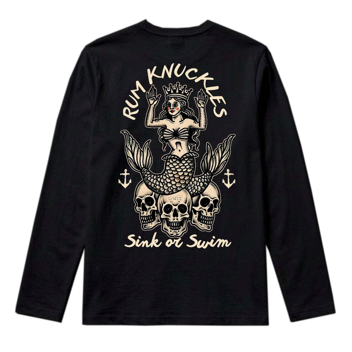 RUM KNUCKLES RK MERMAID Long Sleeve Tee - Black - back