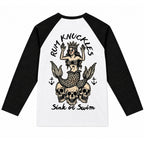 RUM KNUCKLES RK MERMAID Baseball Tee - White/Black - back