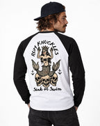 RUM KNUCKLES RK MERMAID Baseball Tee - White/Black - model back