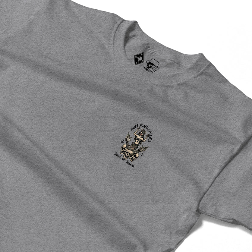 RUM KNUCKLES RK MERMAID Long Sleeve Tee - Heather Grey - detail