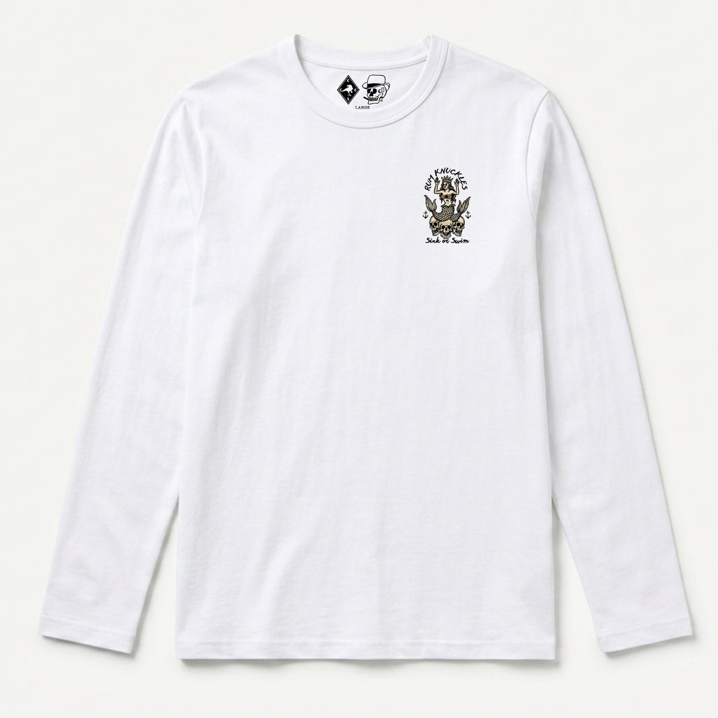RUM KNUCKLES RK MERMAID Long Sleeve Tee - White - front