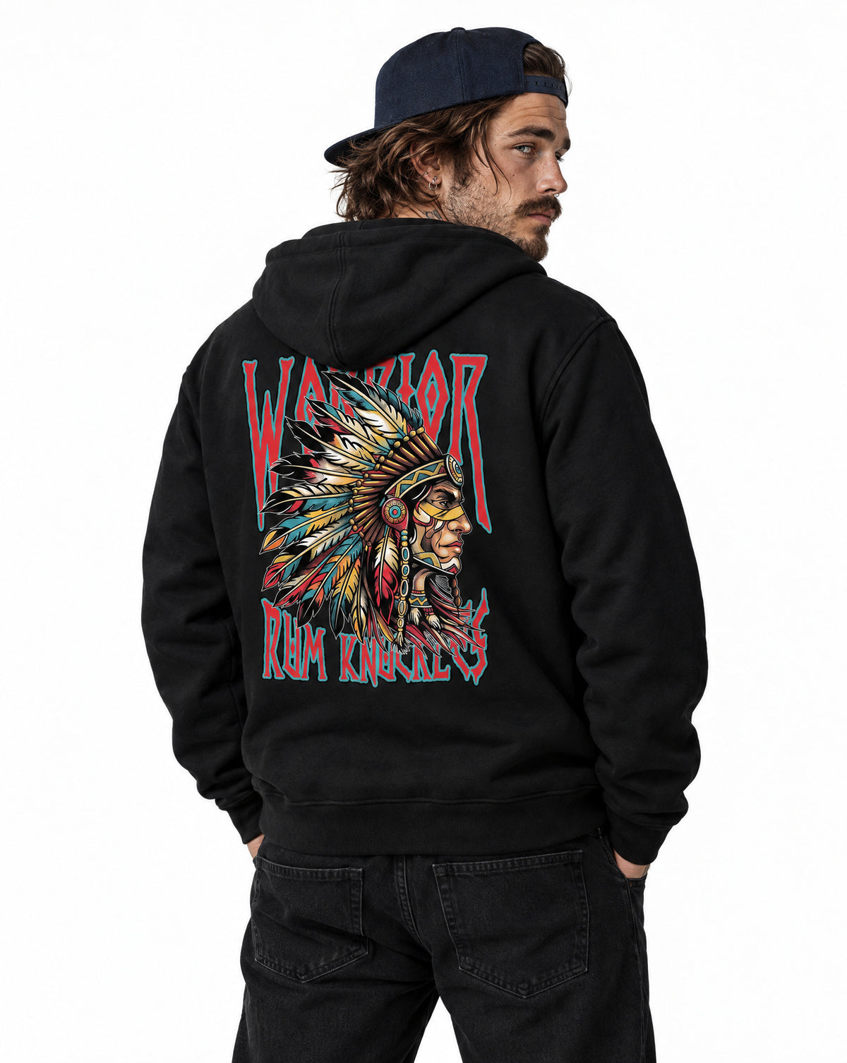 RUM KNUCKLES RK WARRIOR Zip Hoodie - Black - model back