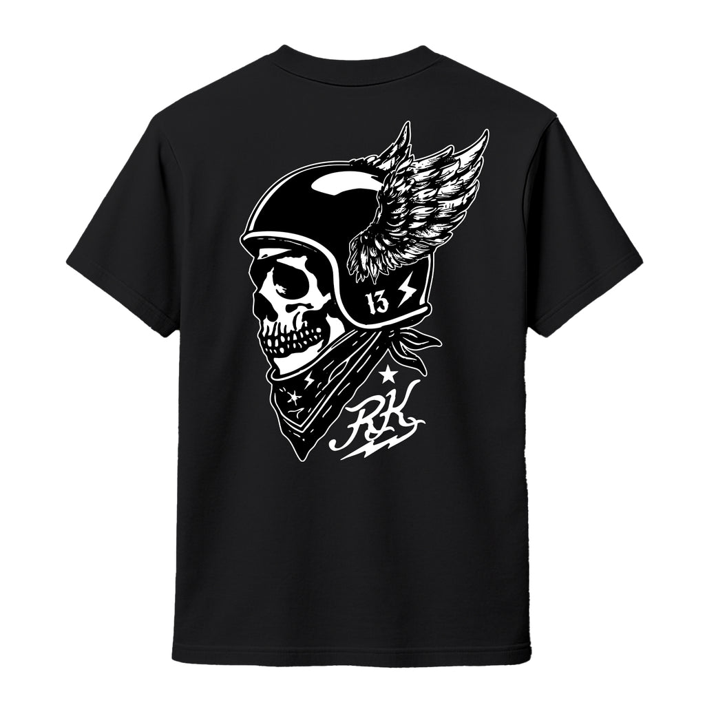 RUM KNUCKLES WINGED BIKER T-SHIRT Black