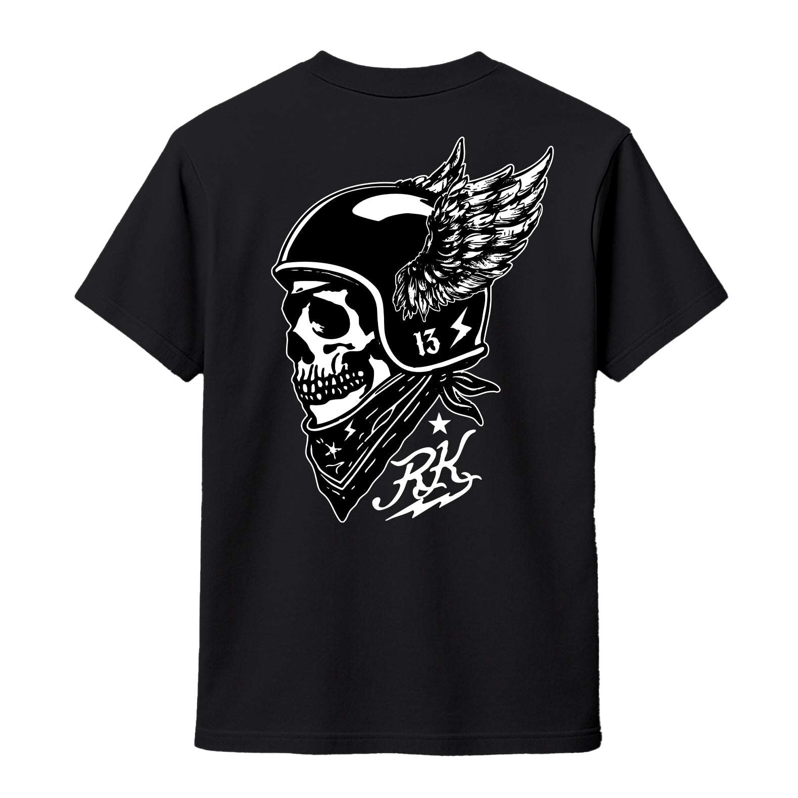 RUM KNUCKLES WINGED BIKER T-SHIRT Black