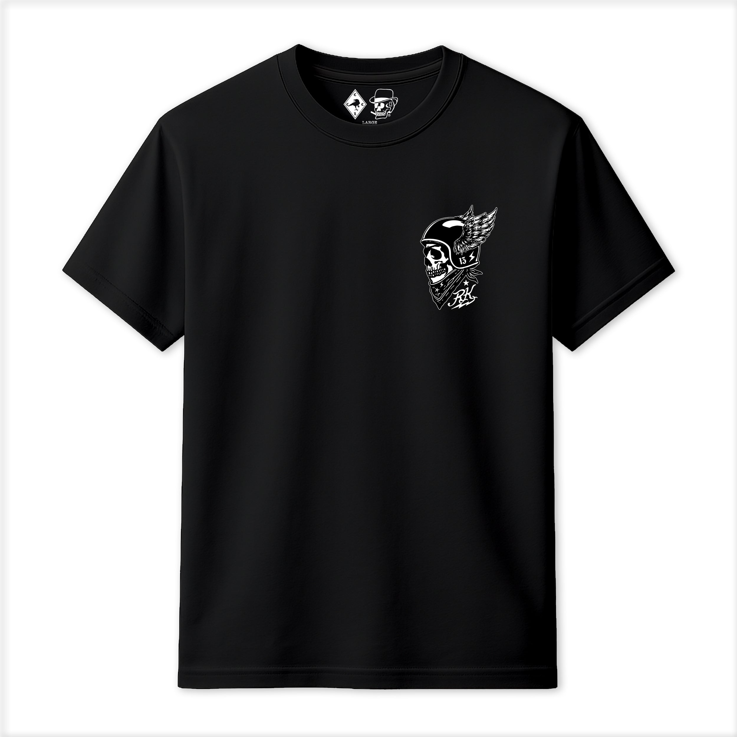 RUM KNUCKLES WINGED BIKER T-SHIRT Black