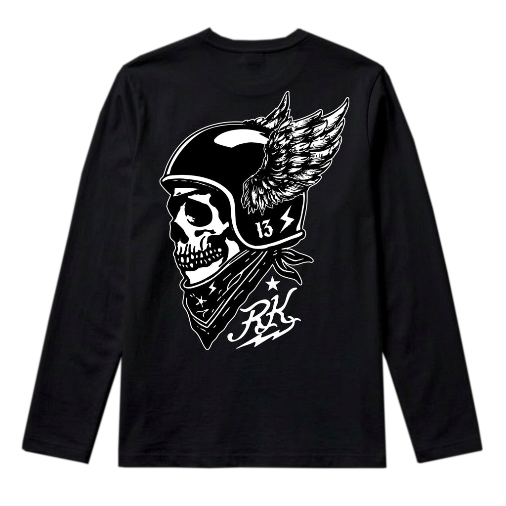 RUM KNUCKLES WINGED BIKER Long Sleeve Tee - Black - back