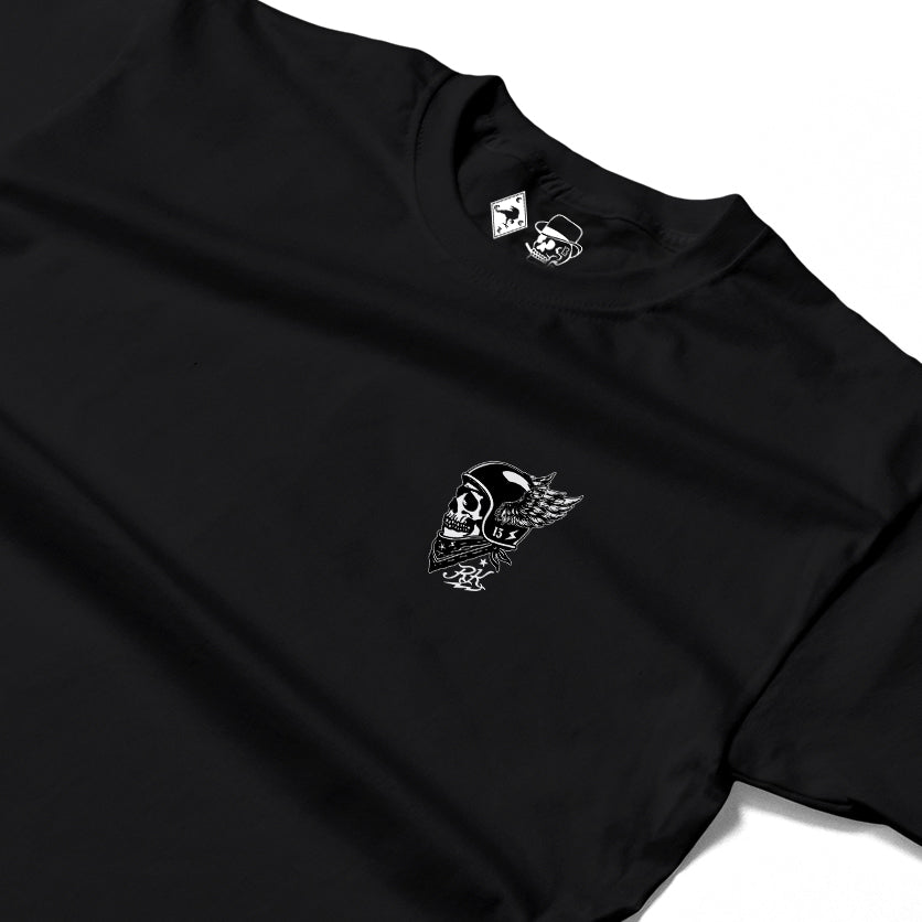 RUM KNUCKLES WINGED BIKER Long Sleeve Tee - Black - detail