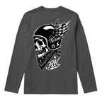 RUM KNUCKLES WINGED BIKER Long Sleeve Tee - Charcoal - back