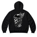 RUM KNUCKLES WINGED BIKER Zip Hoodie - Black - back