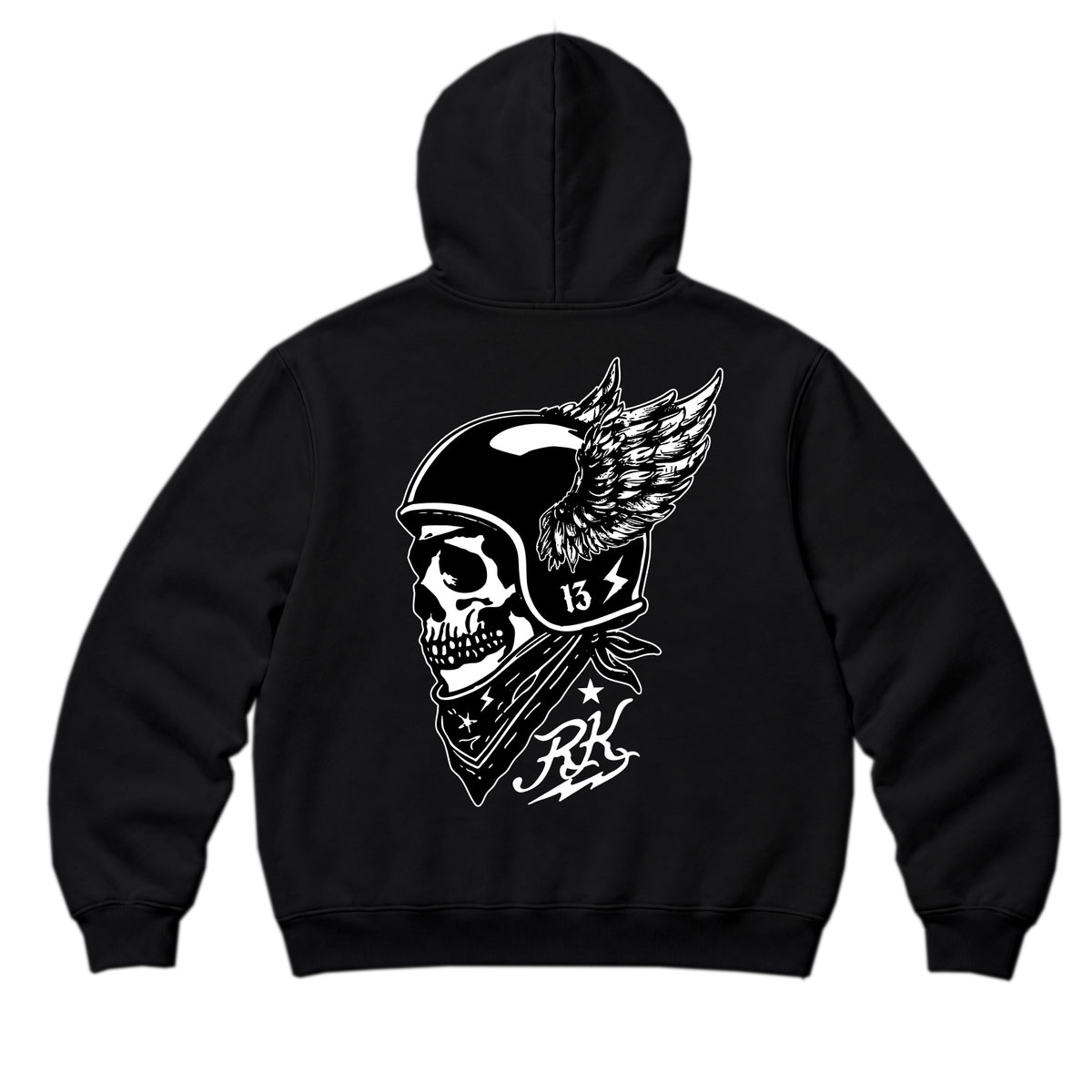 RUM KNUCKLES WINGED BIKER Zip Hoodie - Black - back