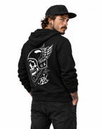 RUM KNUCKLES WINGED BIKER Zip Hoodie - Black - model back
