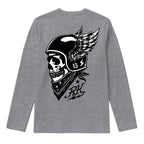 RUM KNUCKLES WINGED BIKER Long Sleeve Tee - Heather Grey - back