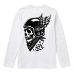 RUM KNUCKLES WINGED BIKER Long Sleeve Tee - White - back