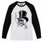 RUM KNUCKLES TOPHAT Baseball Tee - White/Black - front