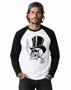 RUM KNUCKLES TOPHAT Baseball Tee - White/Black - model front