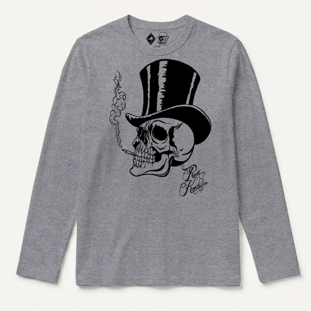 RUM KNUCKLES TOPHAT Long Sleeve Tee - Heather Grey - front