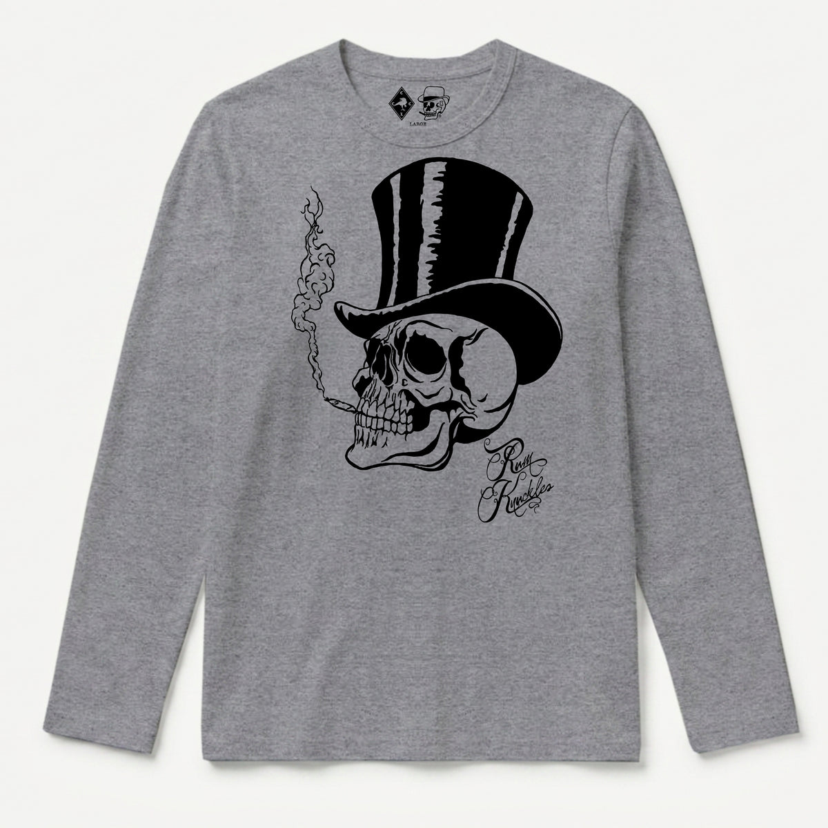 RUM KNUCKLES TOPHAT Long Sleeve Tee - Heather Grey - front