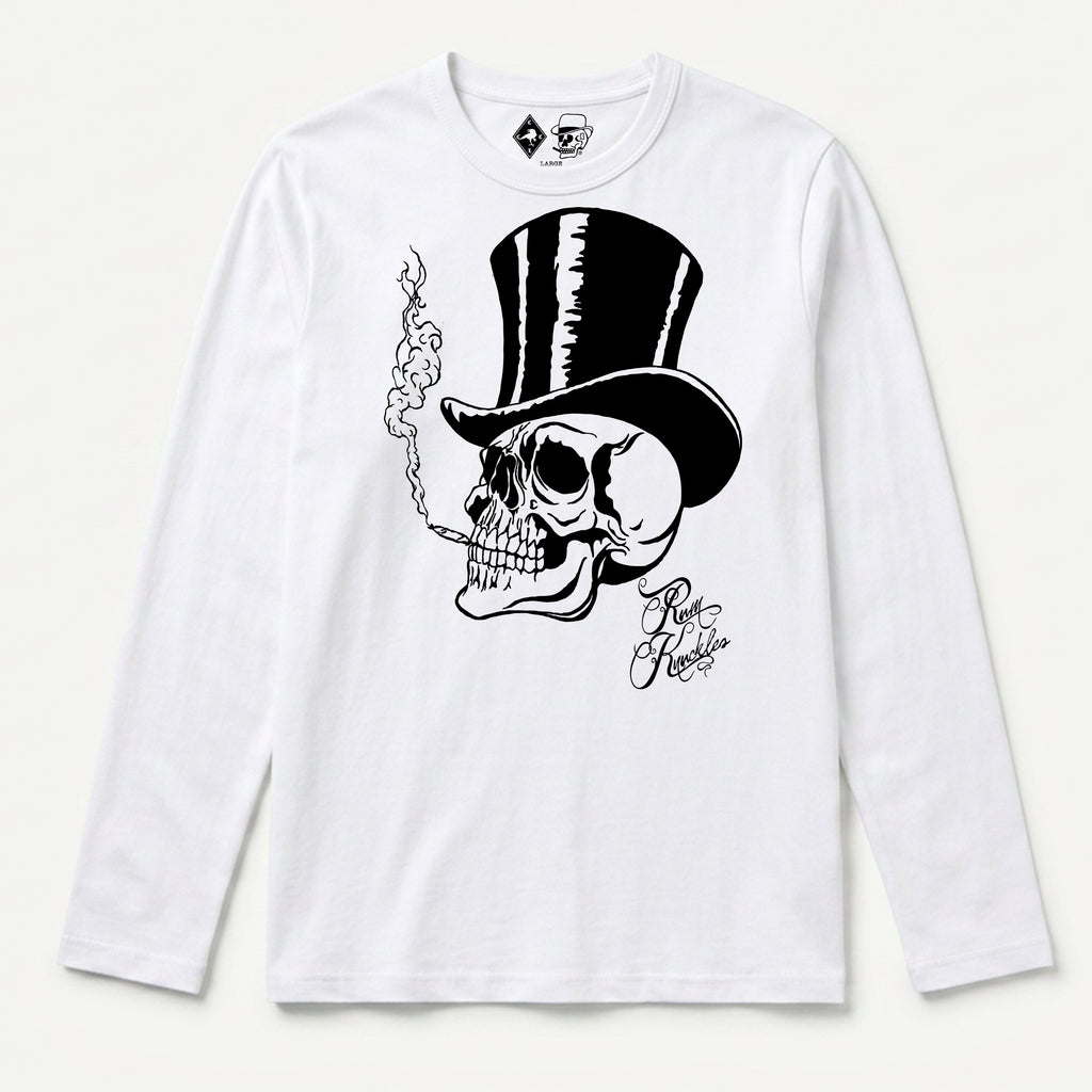 RUM KNUCKLES TOPHAT Long Sleeve Tee - White - front