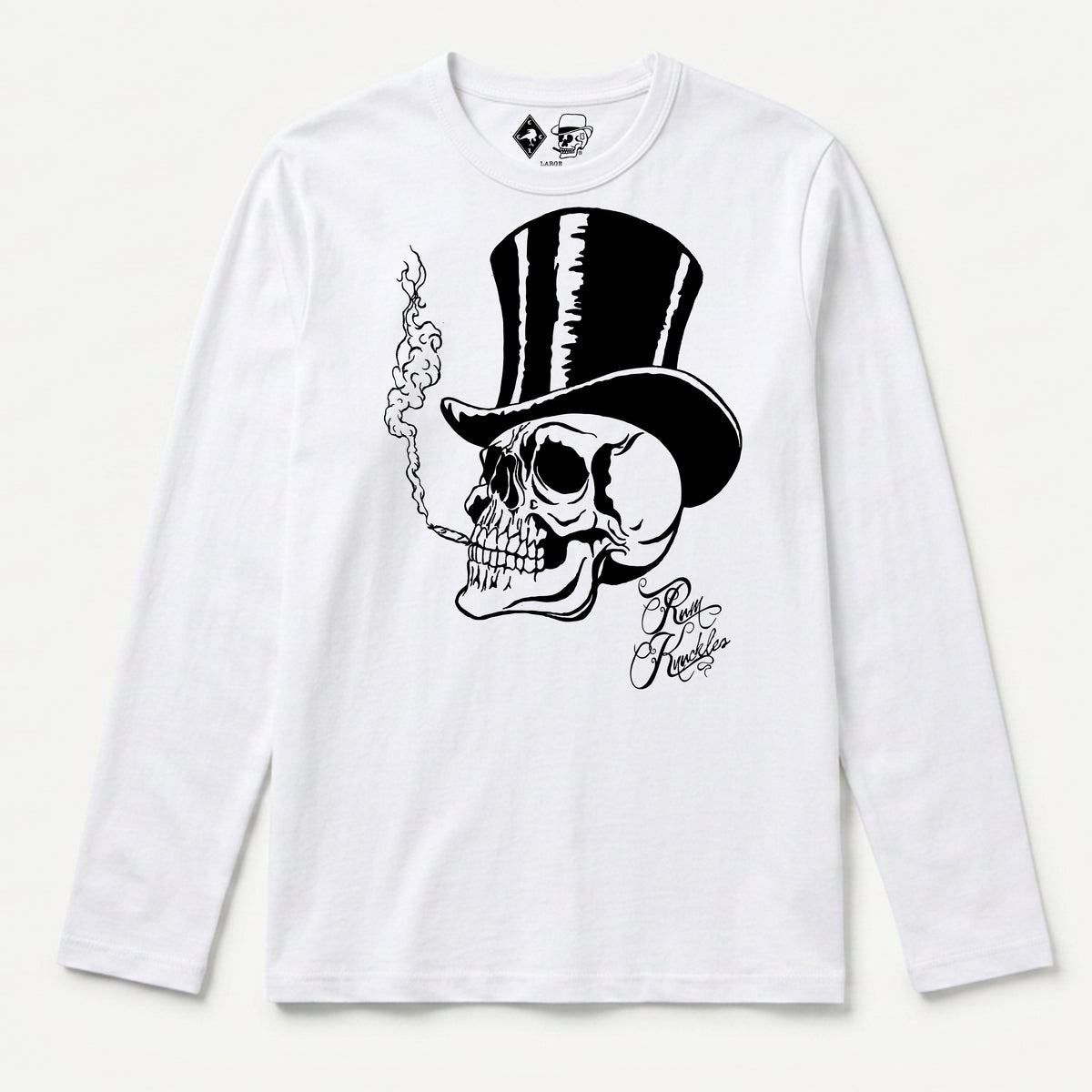 RUM KNUCKLES TOPHAT Long Sleeve Tee - White - front