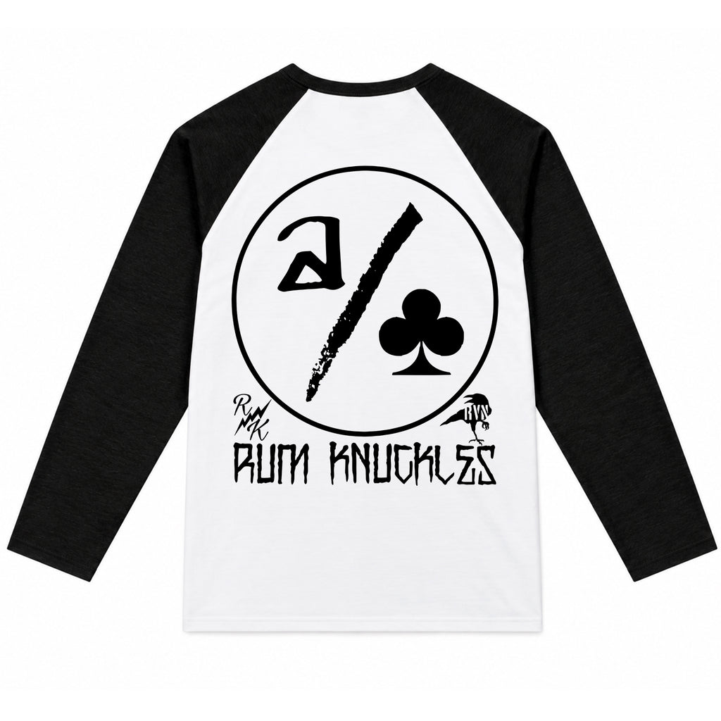 RUM KNUCKLES ACE CLUB Baseball Tee - White/Black - back