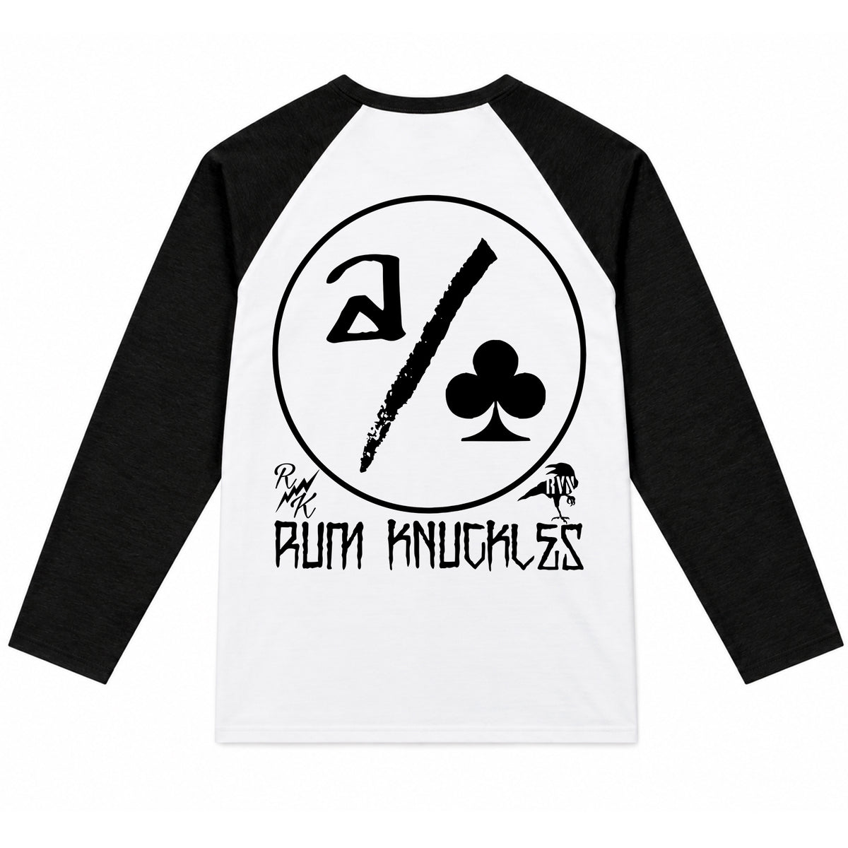 RUM KNUCKLES ACE CLUB Baseball Tee - White/Black - back