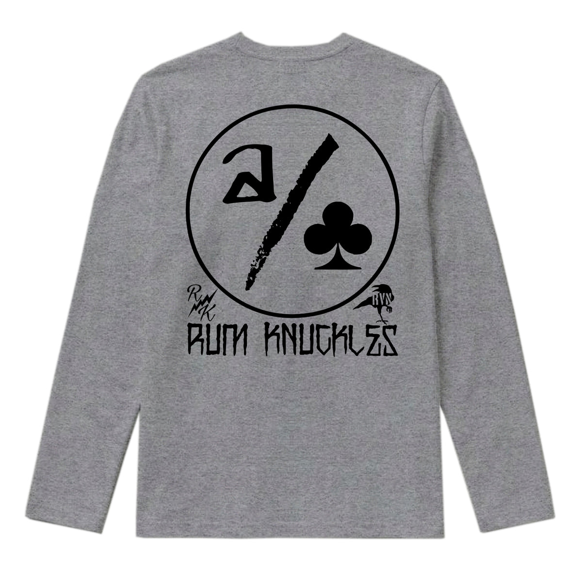 RUM KNUCKLES ACE CLUB Long Sleeve Tee - Heather Grey - back