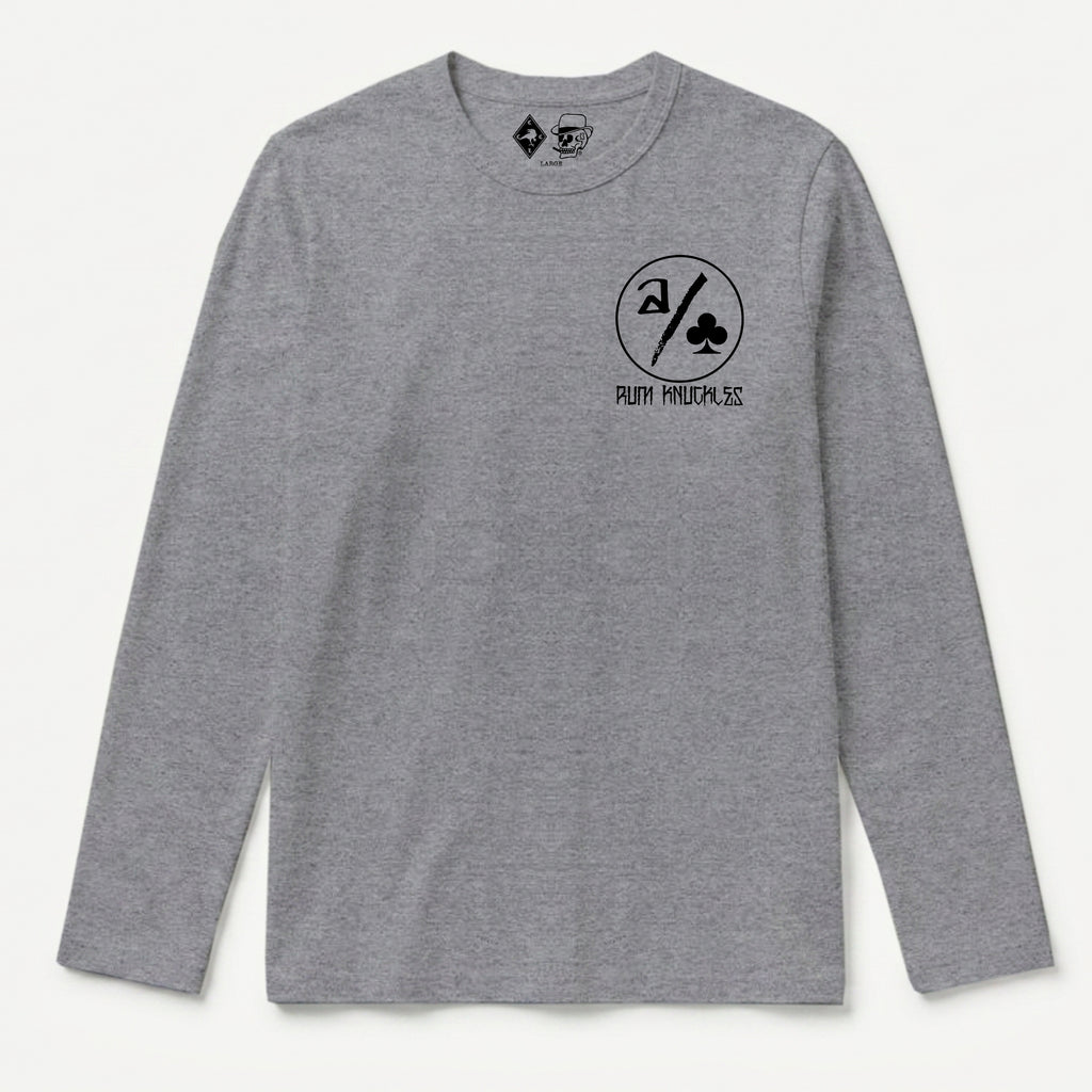 RUM KNUCKLES ACE CLUB Long Sleeve Tee - Heather Grey - front