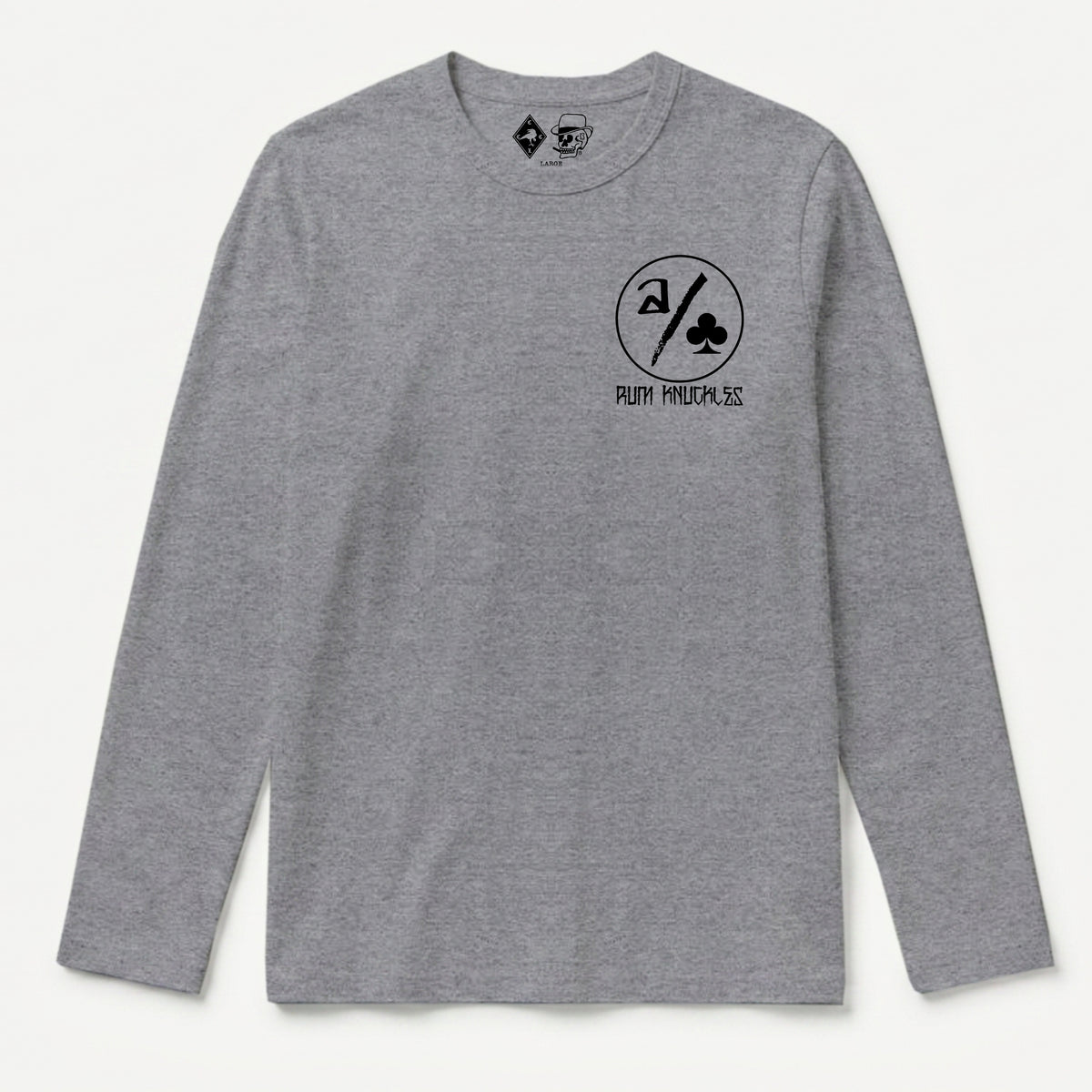 RUM KNUCKLES ACE CLUB Long Sleeve Tee - Heather Grey - front