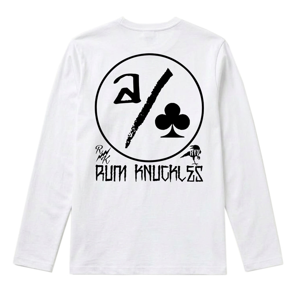 RUM KNUCKLES ACE CLUB Long Sleeve Tee - White - back