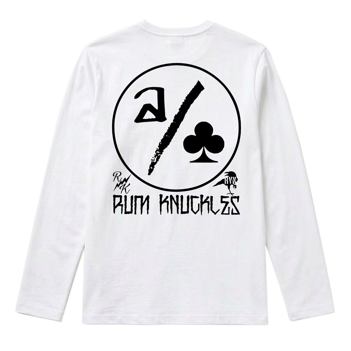 RUM KNUCKLES ACE CLUB Long Sleeve Tee - White - back