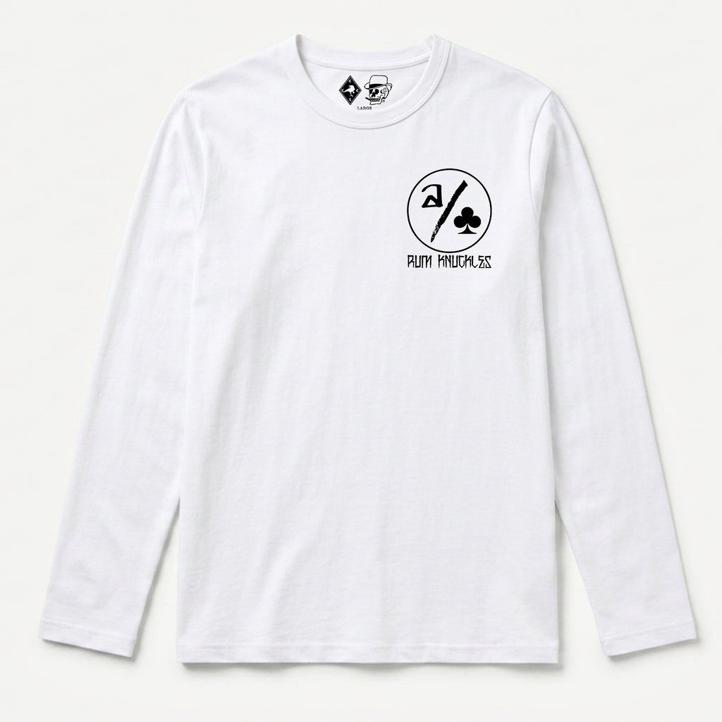 RUM KNUCKLES ACE CLUB Long Sleeve Tee - White - front
