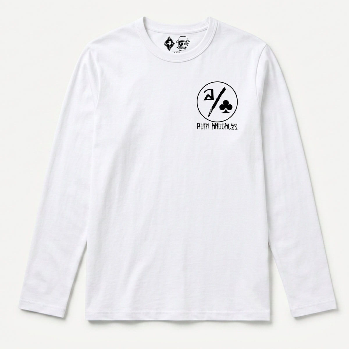 RUM KNUCKLES ACE CLUB Long Sleeve Tee - White - front
