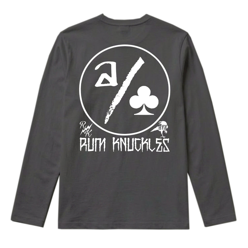 RUM KNUCKLES ACE CLUB Long Sleeve Tee - Charcoal - back