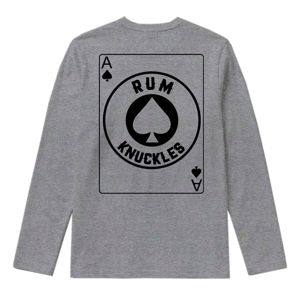 RUM KNUCKLES ACE OF SPADES Long Sleeve Tee - Heather Grey - back